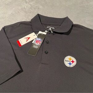 Pittsburgh Steelers Antigua Polo Shirt Mens Small Black NFL Football Lighweight
